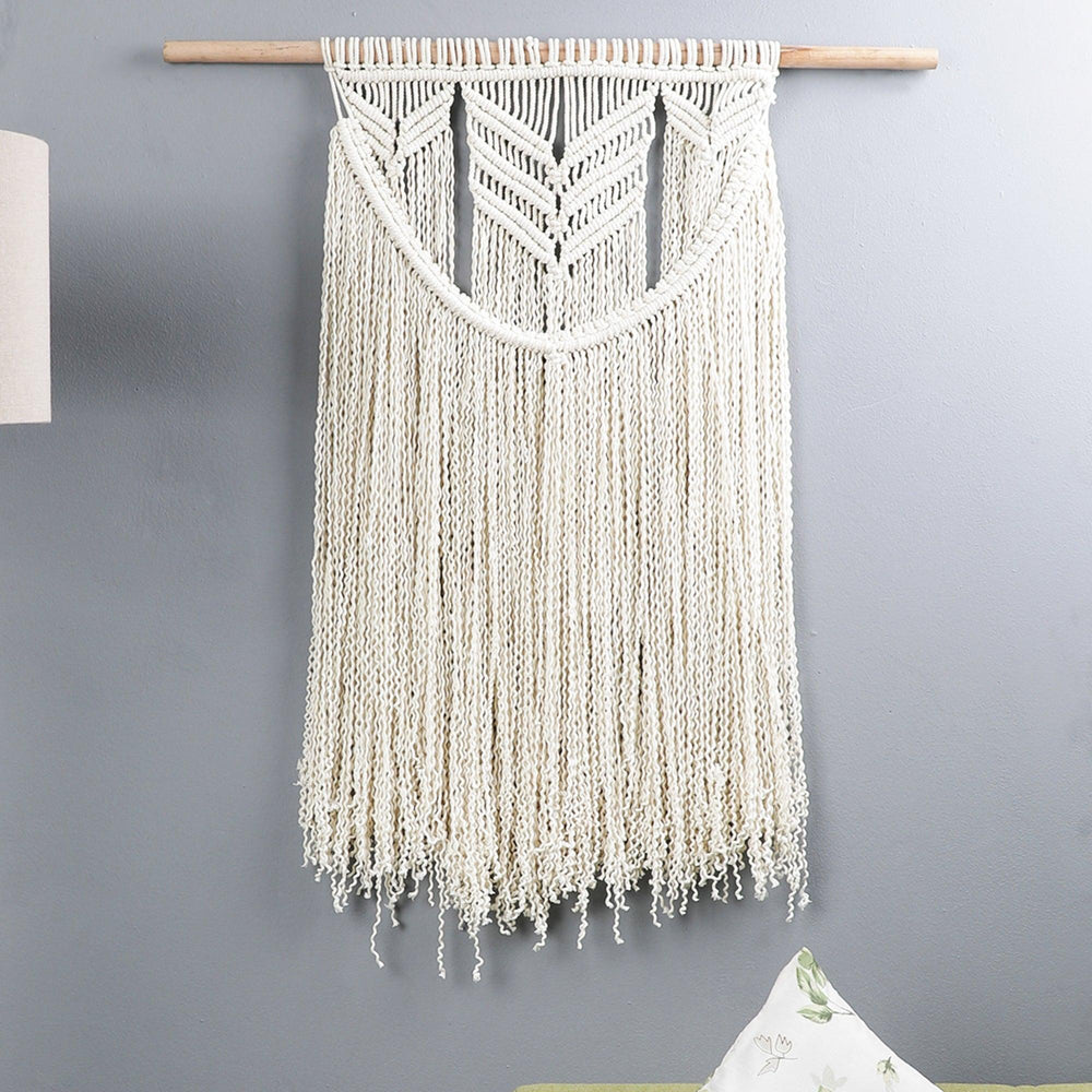 
                
                    Load image into Gallery viewer, The Decor Mart Boho Handcrafted Macrame Tapestry - Off White
                
            