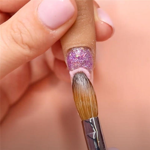 How to pick up LOOSE glitters with *ACRYLIC* and Purpler glitter nail 