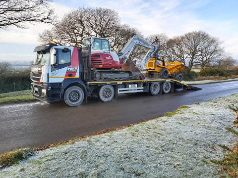 Hire machines loaded on the lorry