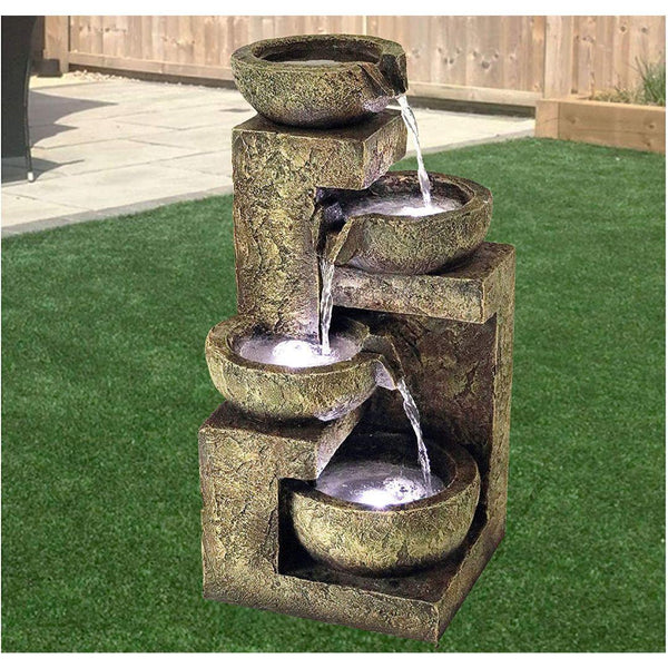 4 Tier Led Garden Water Feature, Water Features, Fountain