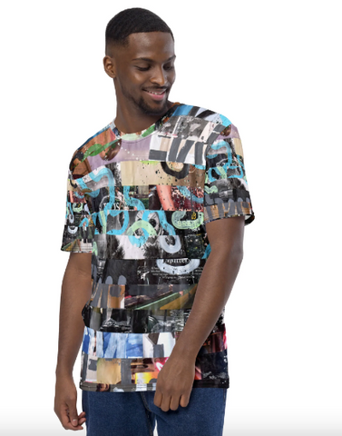 Man with Gartsy polyester t-shirt, man with urban style gartsy t-shirt