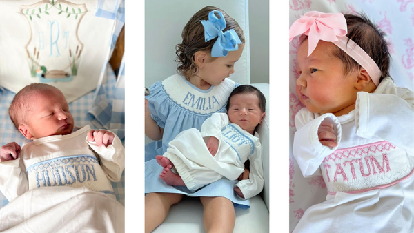 Ann + Reeves bringing home baby smocked outfits 