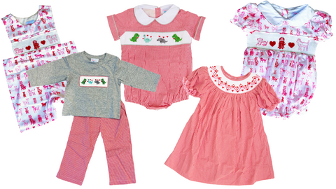 pink and red smocked outfits 