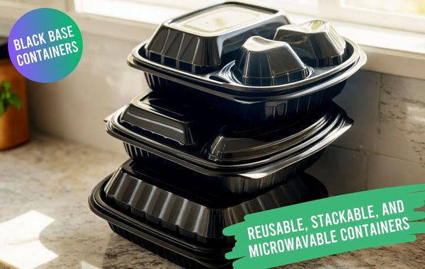 Black Base Microwavable Containers Takeaway Packaging