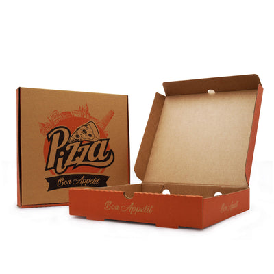 Pizza Box, 7 Brown with Generic Design, Corrugated