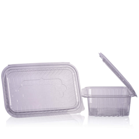 hinged takeaway plastic container