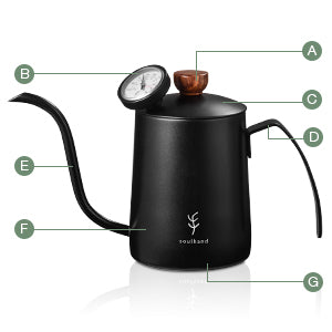 Pour Over Coffee Kettle – Black Gooseneck Kettle with Thermometer – Lucaffe  Egypt