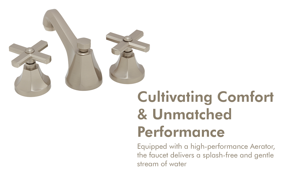 Merano-X Premium Select Widespread Cross-X Style Two Handles Luxury Bathroom Faucet Made in USA