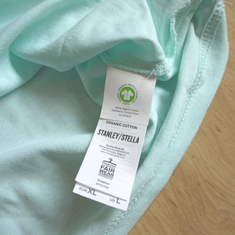 close up of a T-shirt inside label