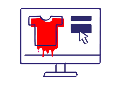 icon of a computer screen with a t-shirt on it