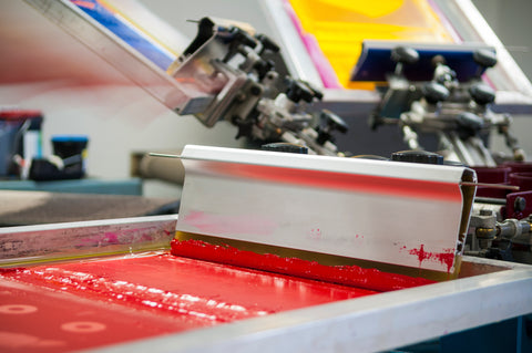 Screen printing workshop image red ink