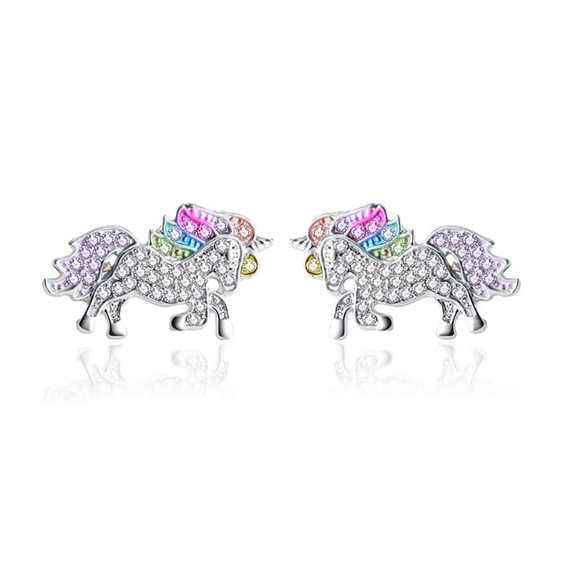 Rainbow Shine Unicorn Earrings (Earring Silver)