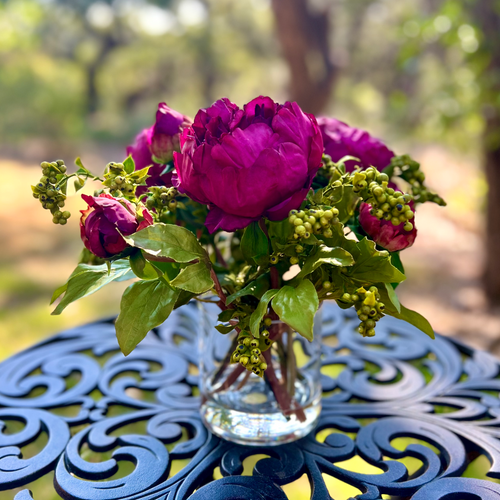 Real touch peony arrangement in vase