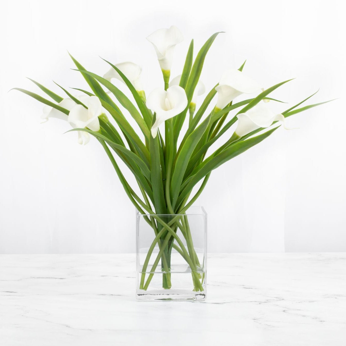 Image of Silk Flower Arrangement White Calla Lilies