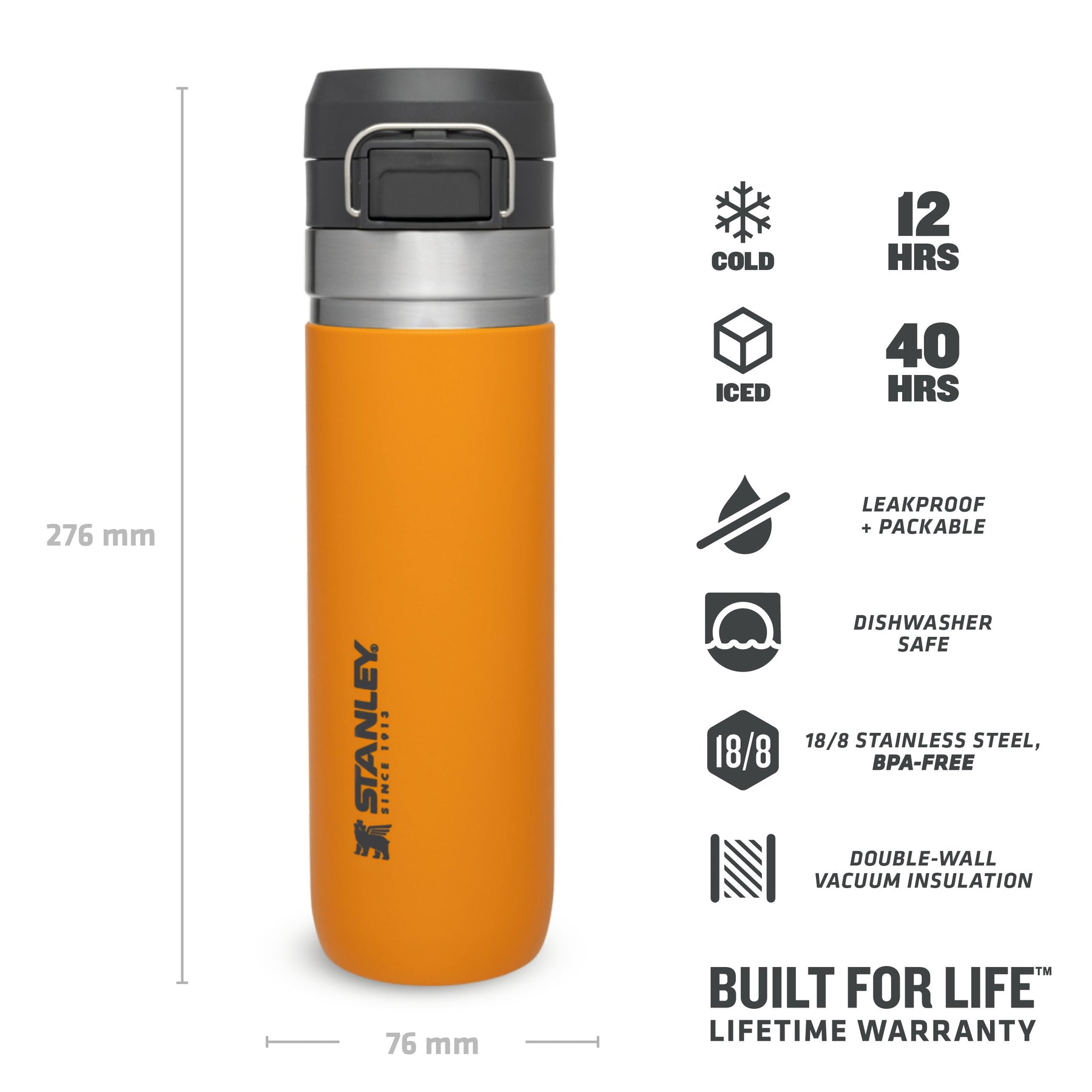 Stanley Quick Flip Water Bottle Saffron 0.47L