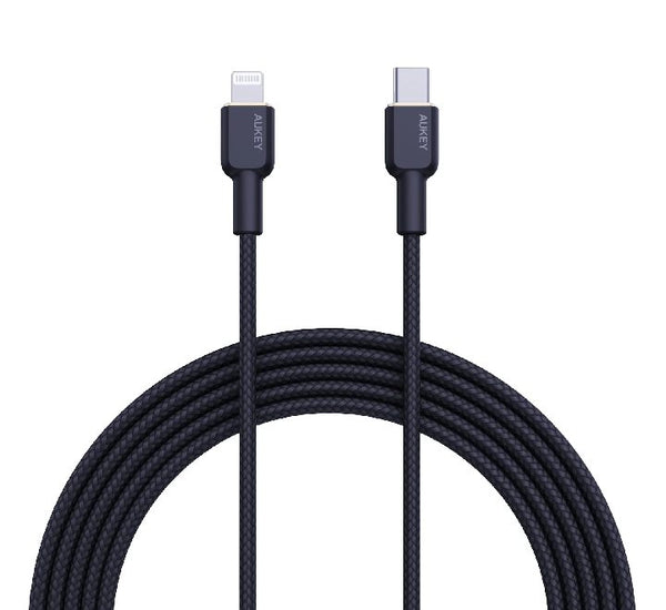 Cable aukey adaptador de 2mts de usb c a lightning con certificado mfi