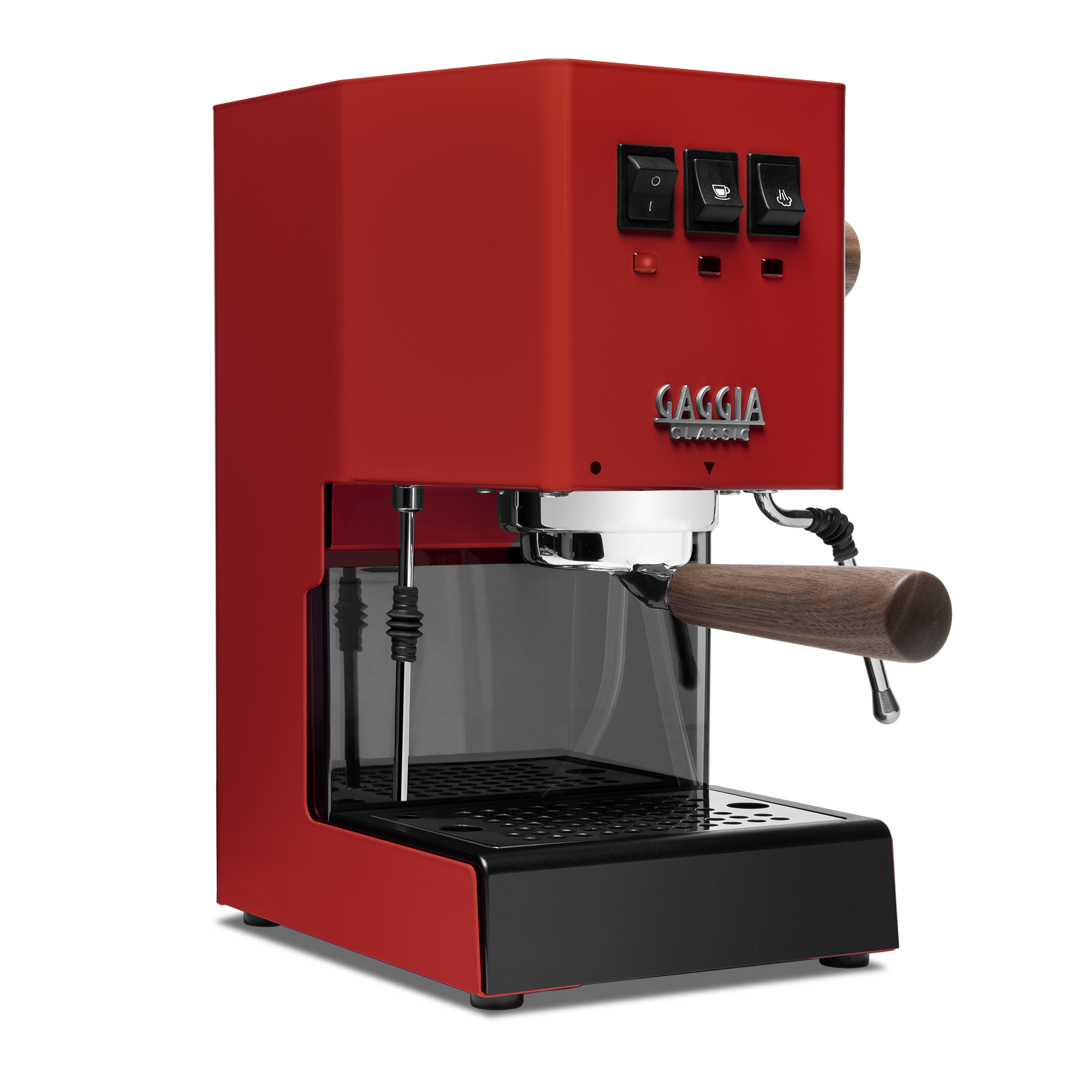 Gaggia Classic Evo Pro Espresso Machine in Cherry Red with Walnut