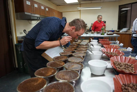 cupping at the maromas roastery