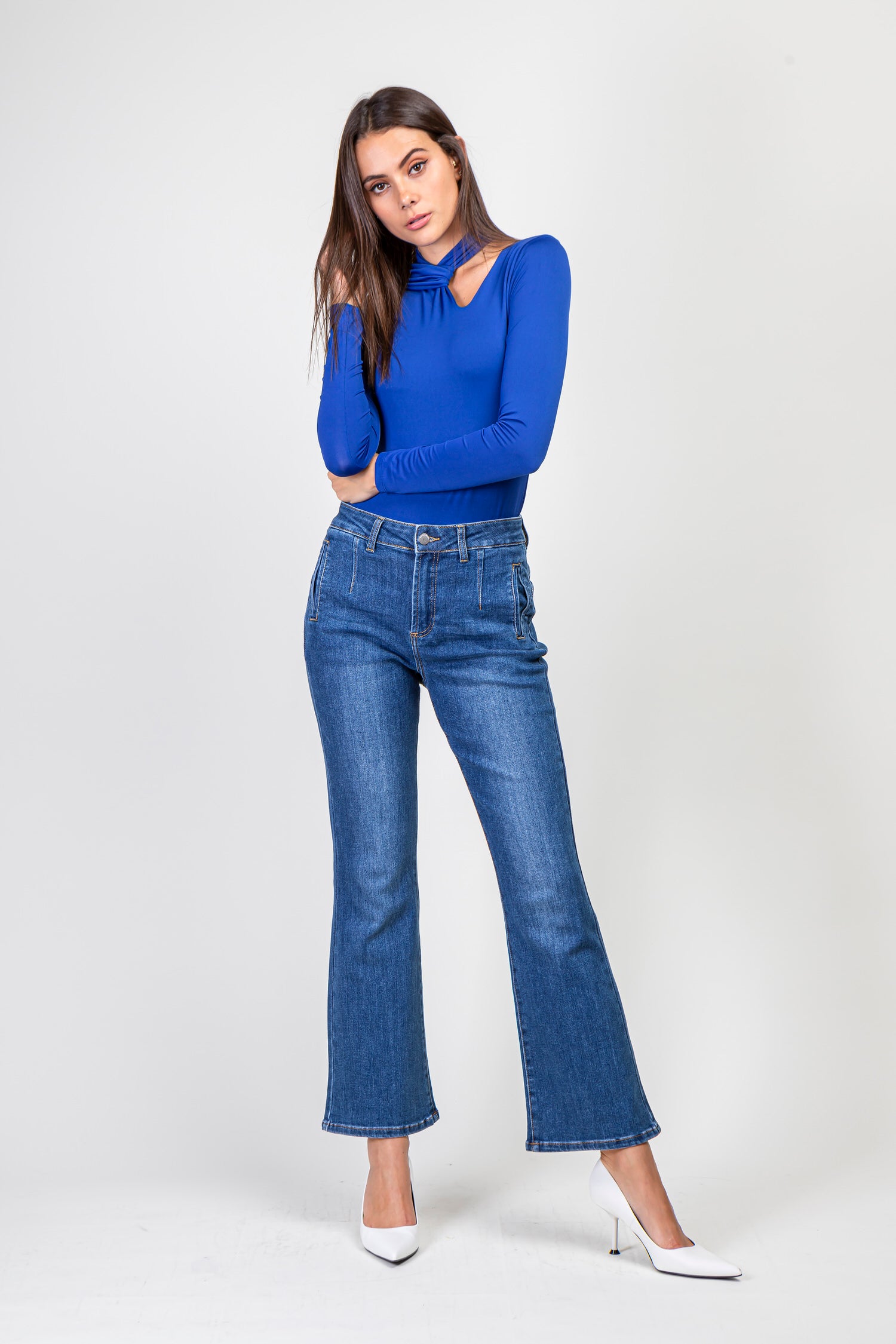High waist blue flare jeans - Betsy