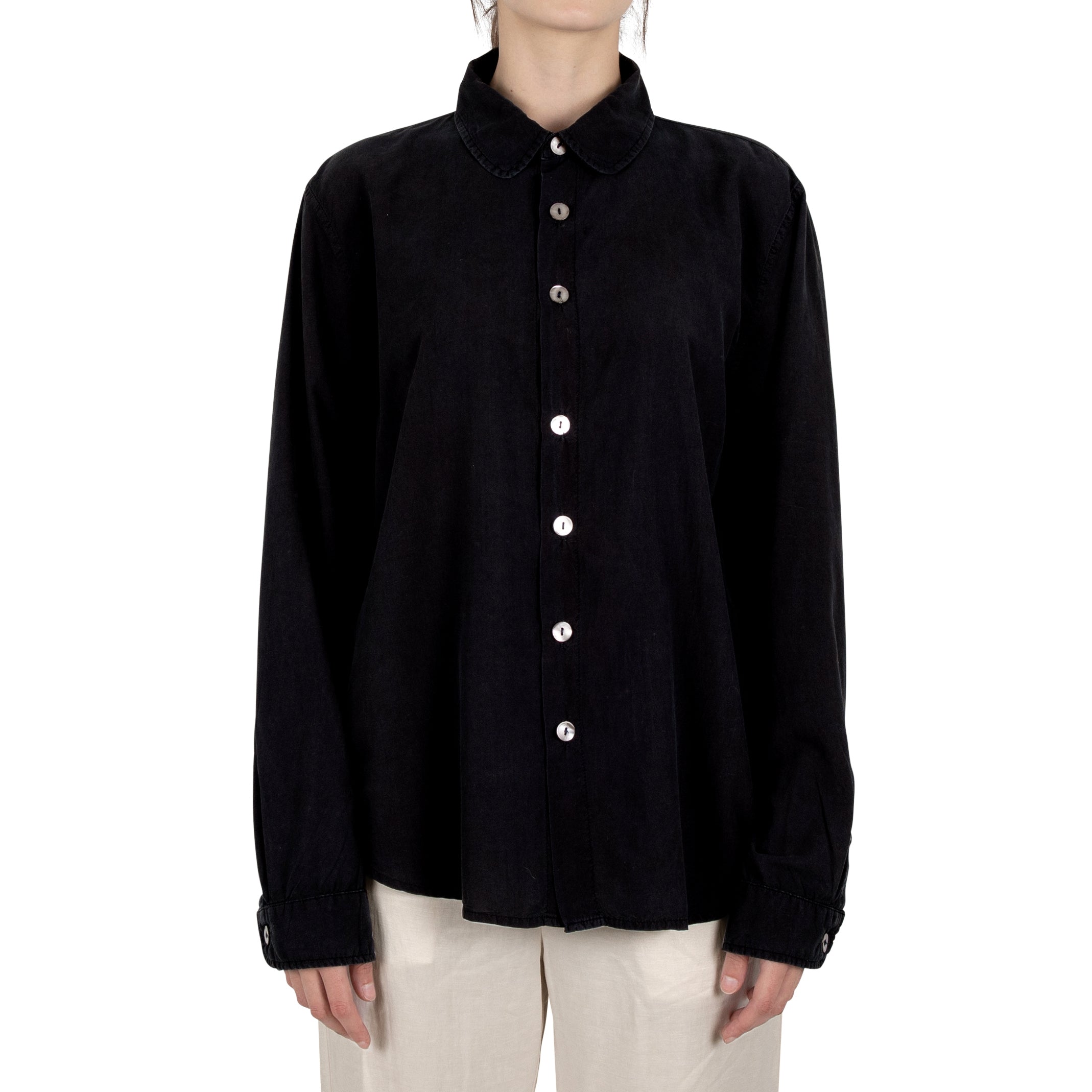 Wild Silk Button Down Shirt - Black Indigo