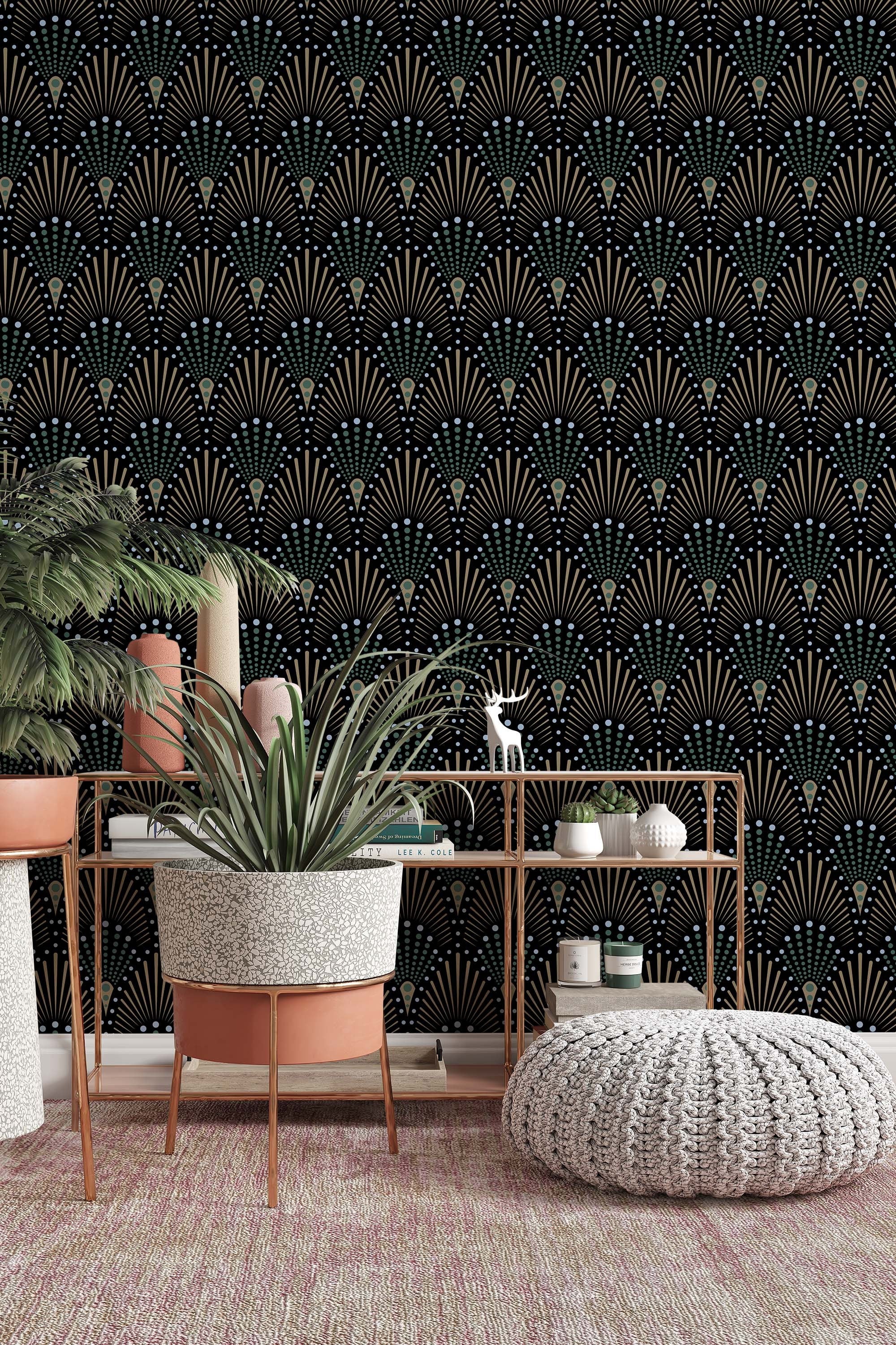 Dark Art Deco Wallpaper  Peel and Stick  The Wallberry