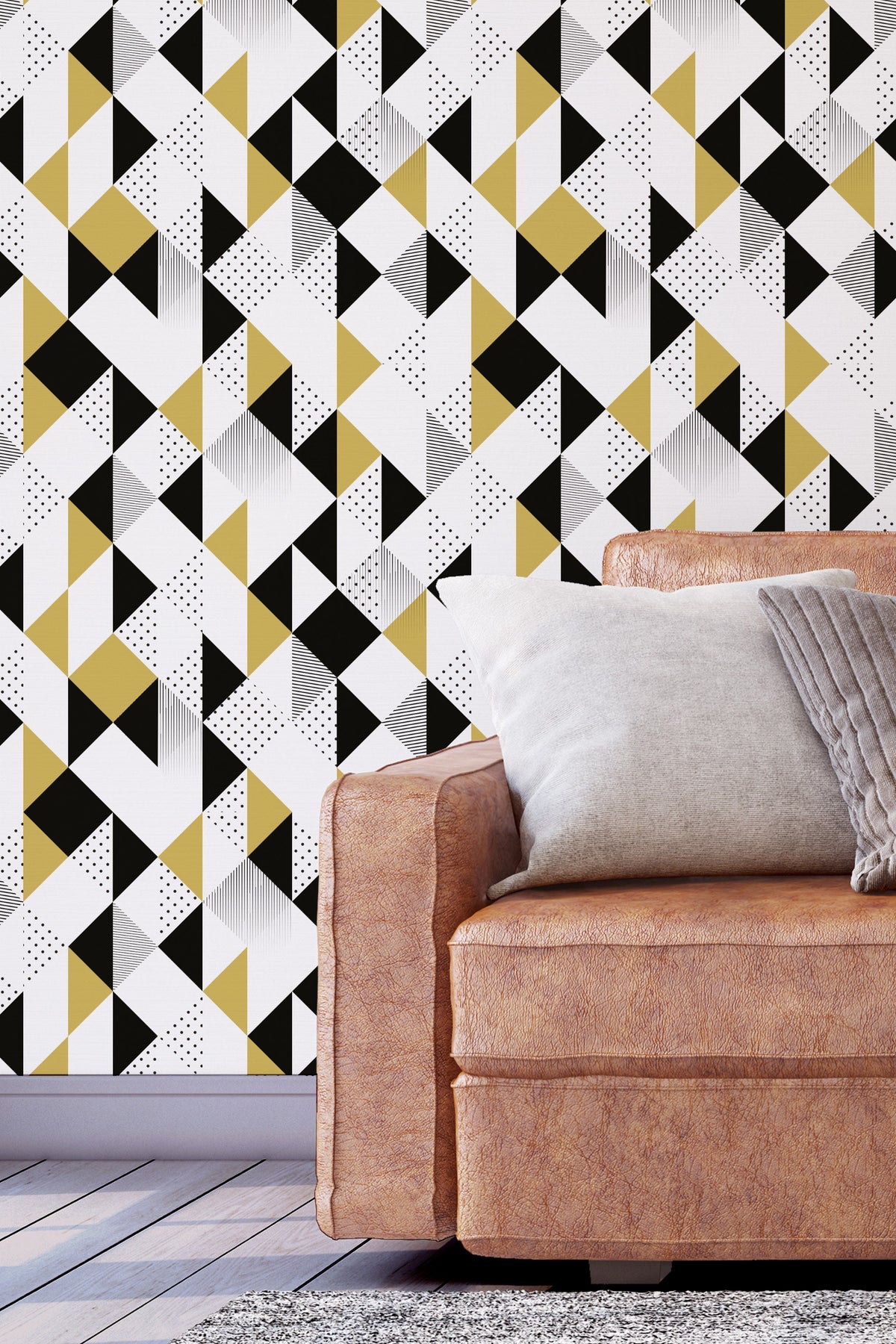 Black and Yellow Geometric Removable Wallpaper 3366  California Wallpaper