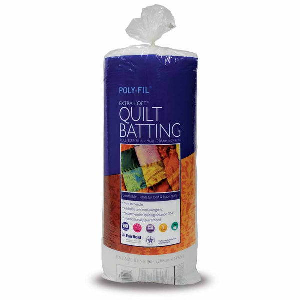  Fairfield Poly-Fil Extra-Loft Quilt Batting, Premium Polyester  Batting for Quilting, Ideal for Lap Blankets and King-Sized Projects,  Quilting Supplies, 120 X 120
