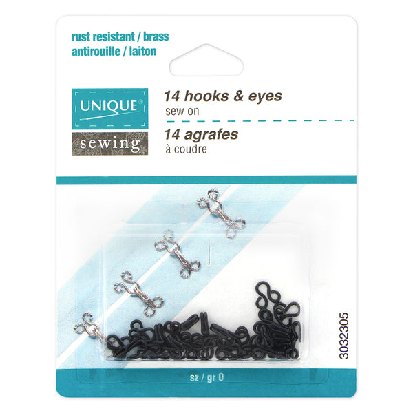 UNIQUE SEWING Hooks & Eyes Silver Size 0 - 14 sets – Fabricville