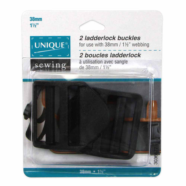 25mm Black Plastic Ladderlock Buckles x 100 - Webfittings