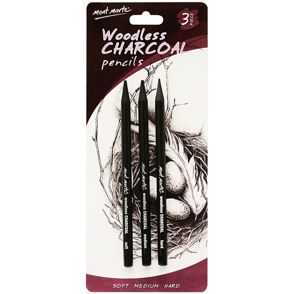 Mont Marte Signature Woodless Charcoal Pencils 3 pc