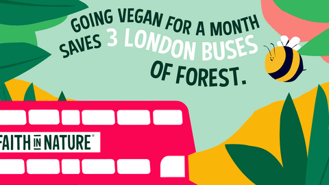 Going Vegan for a month saves 3 London buses of forest