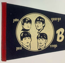 Load image into Gallery viewer, 1964 Beatles Original Rare Felt Pennant 29&quot; Full Size NEMS UK Fab 4 Vintage
