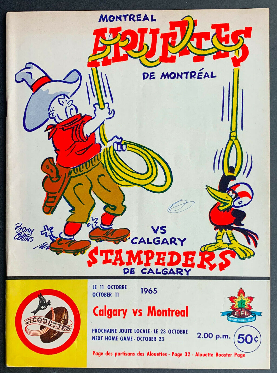 1965 Molson Stadium CFL Football Program Calgary Stampeders Montreal Alouettes