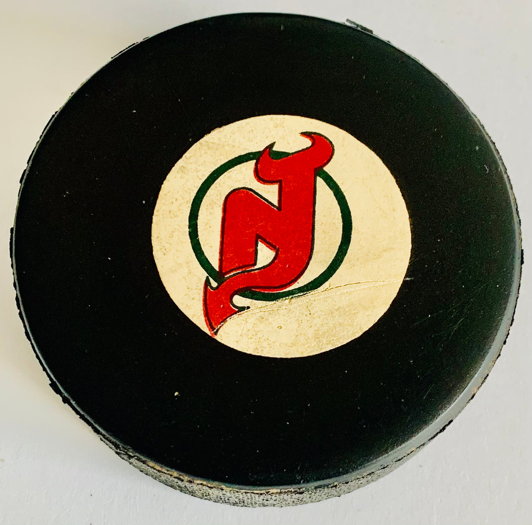 New Jersey Devils NHL Game Puck Used 1979-1983 Viceroy Rubber Crested + Plastic Version
