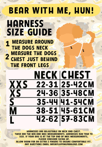 dog adjustable harness size guide