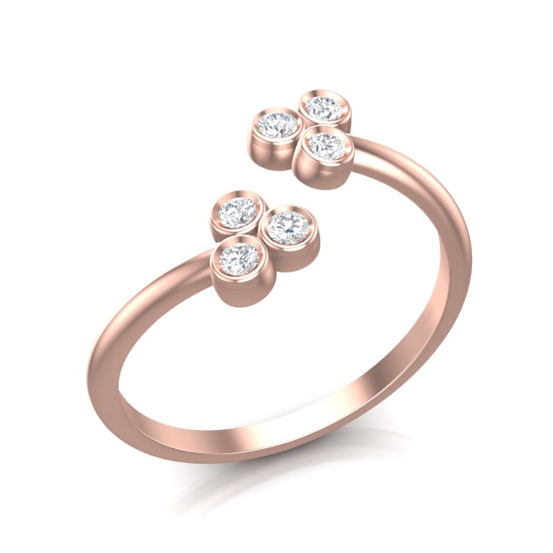 14k Gold Diamond Triple Bezel Cluster Ring