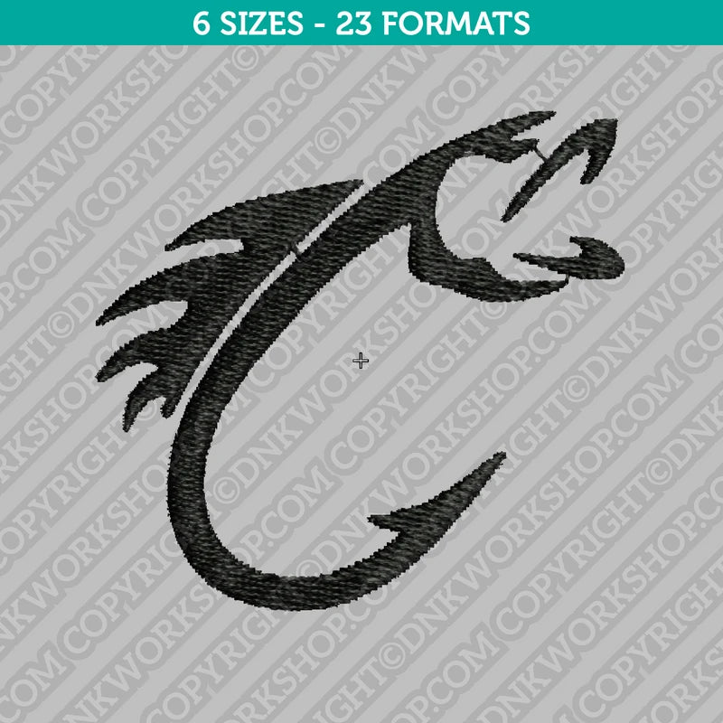 Fish Hook Embroidery Design - 6 Sizes - INSTANT DOWNLOAD