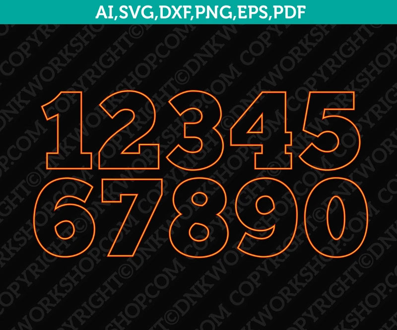 Light Neon Numbers Printable SVG Cut File Cricut Silhouette Cameo Clipart Png Eps Dxf Vector