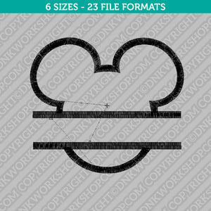 Mickey Mouse Head Split Monogram Frame Embroidery Design - 6 Sizes - INSTANT DOWNLOAD - DNKWorkshop