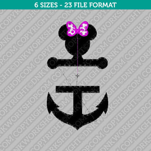 Minnie Mouse Split Anchor Embroidery Design - 6 Sizes - INSTANT DOWNLOAD - DNKWorkshop