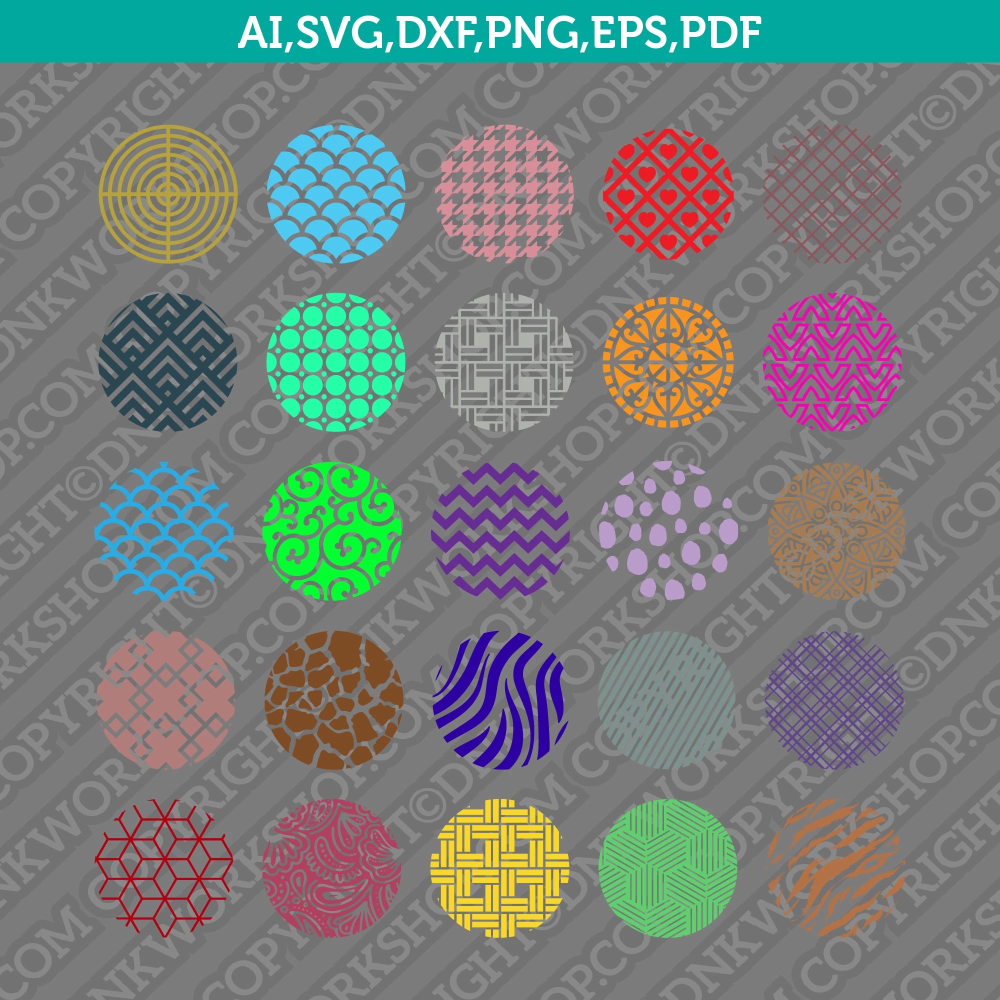 Round Keychain Key Ring Circle Pattern Template SVG Cricut Laser Cut File