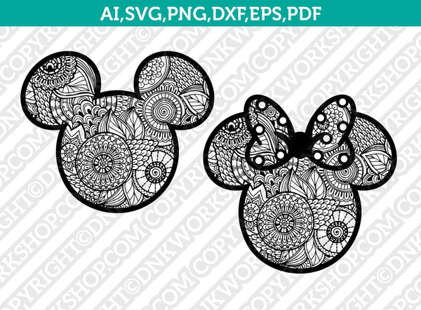 Download Mickey Minnie Mouse Mandala Zentangle Svg Laser Cut File Cnc Plasma Cricut Dnkworkshop
