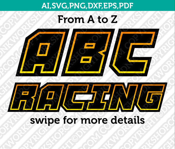 Supercross Motocross Racing Nascar Letters Font SVG Cricut Cut File ...