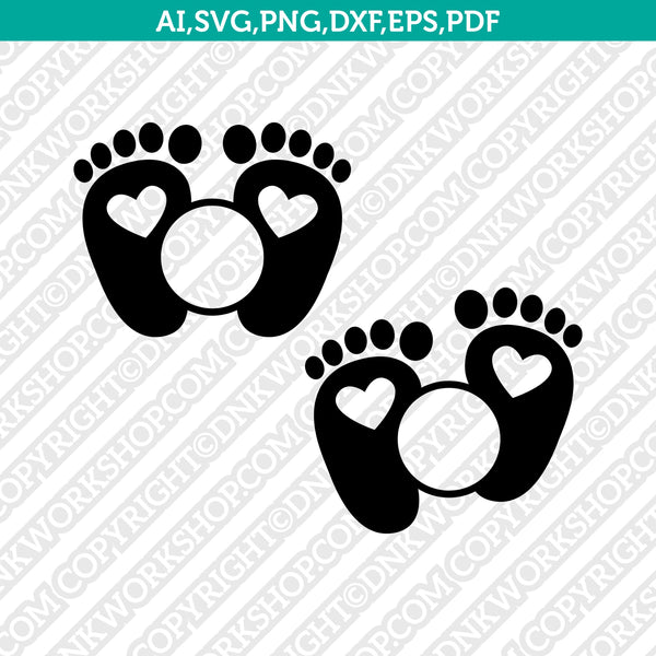 Download Baby Feet Footprint Split Monogram Frame Svg Vector Cricut Cut File Dnkworkshop