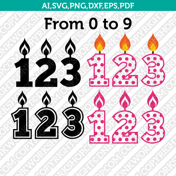 Download Birthday Numbers Candle Svg Vector Silhouette Cameo Cricut Cut File Dnkworkshop