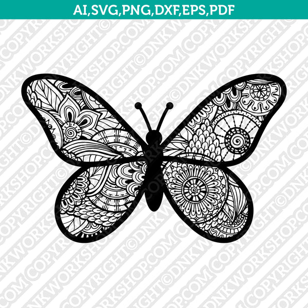 Download Butterfly Mandala Zentangle Svg Cnc Plasma Cricut Laser Cut File Dnkworkshop