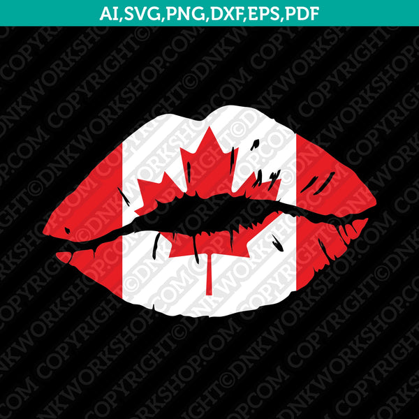 Download Canada Canadian Flag Lips Shape Heart Svg Vector Silhouette Cameo Cric Dnkworkshop