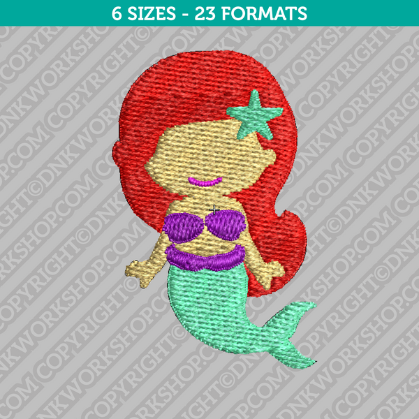 The Little Mermaid Ariel's Clam Shell Digital Embroidery Machine Applique  Design File 4x4 5x7 6x10