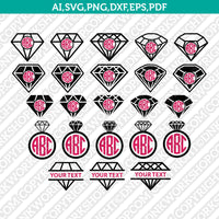 Diamond Split Monogram Frame Crystal SVG Cut File Vector Cricut ...