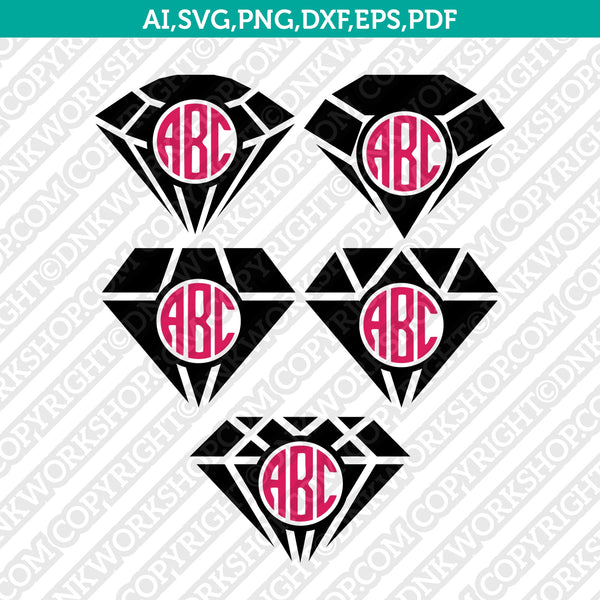 Diamond Split Monogram Frame Crystal SVG Cut File Vector Cricut ...